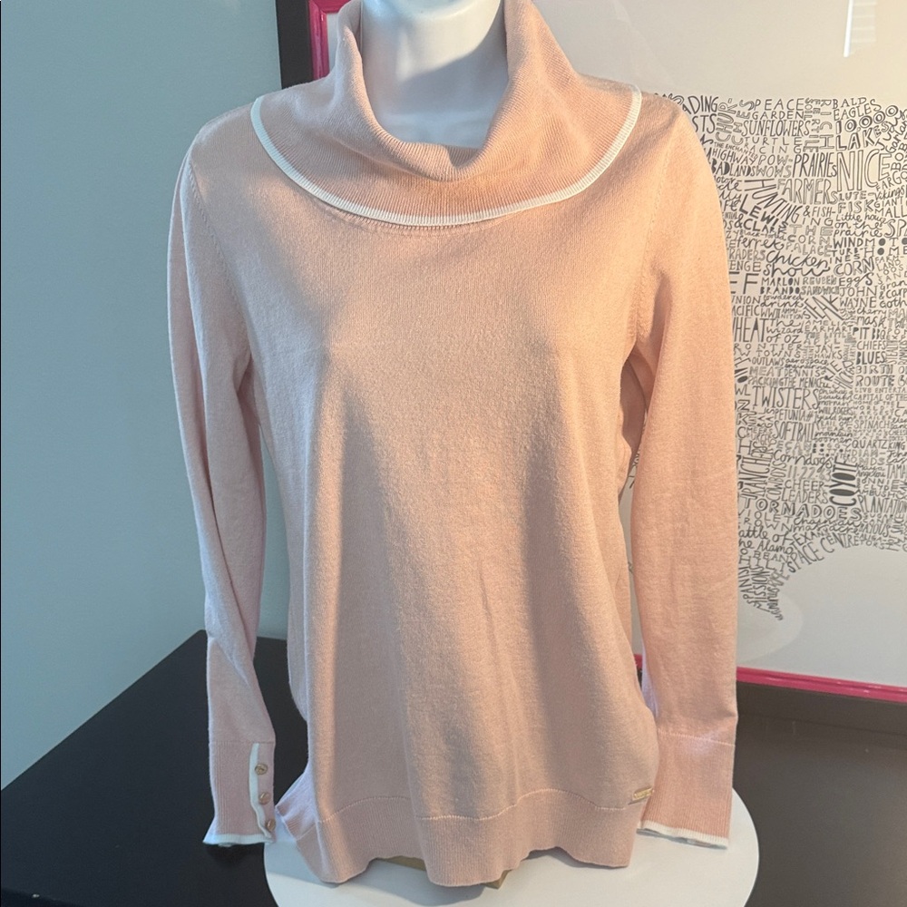 Calvin Klein Soft Peach Cowl Neck Sweater EUC